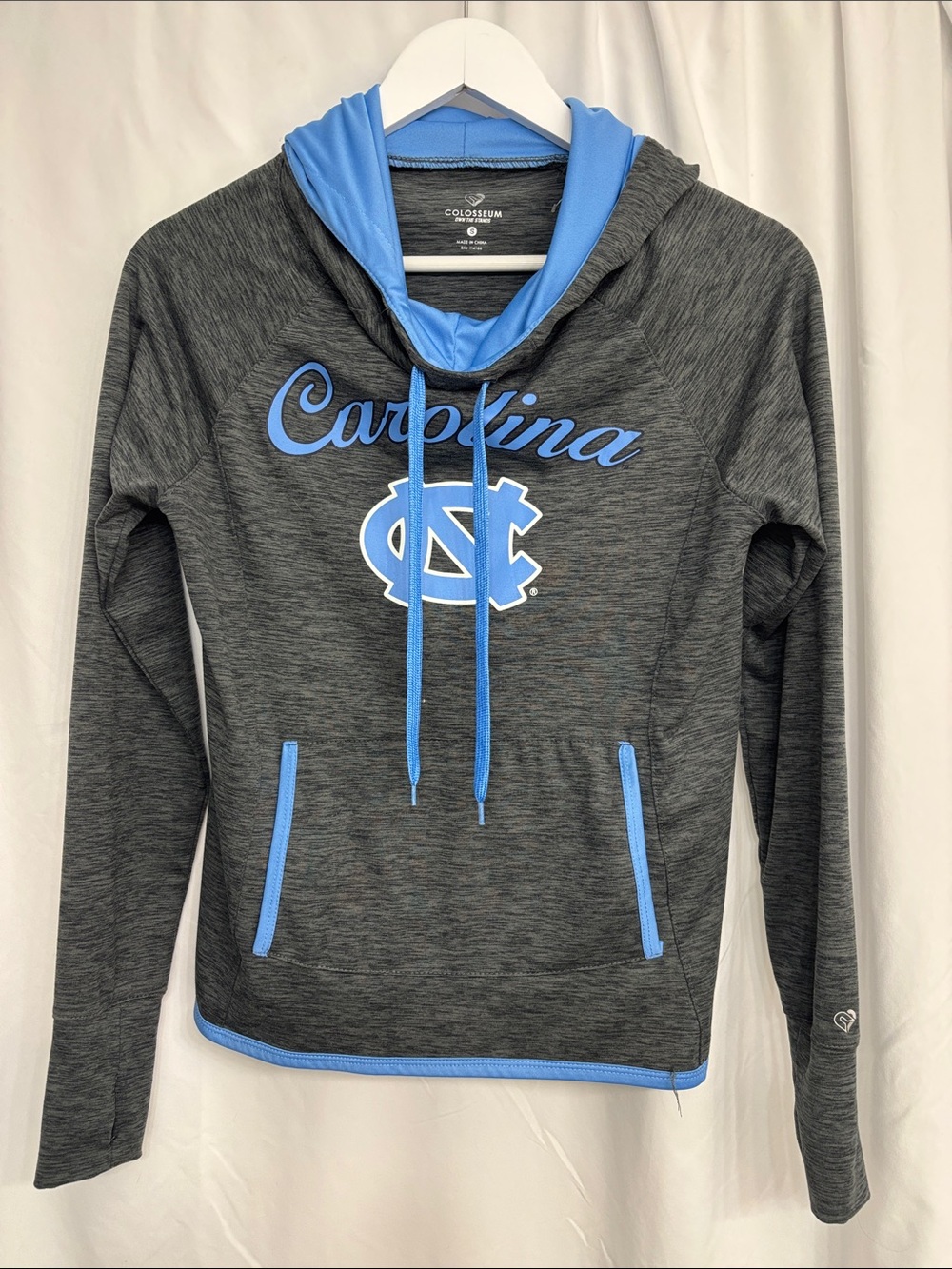 Colosseum Light Blue and Charcoal Crewneck Pullover